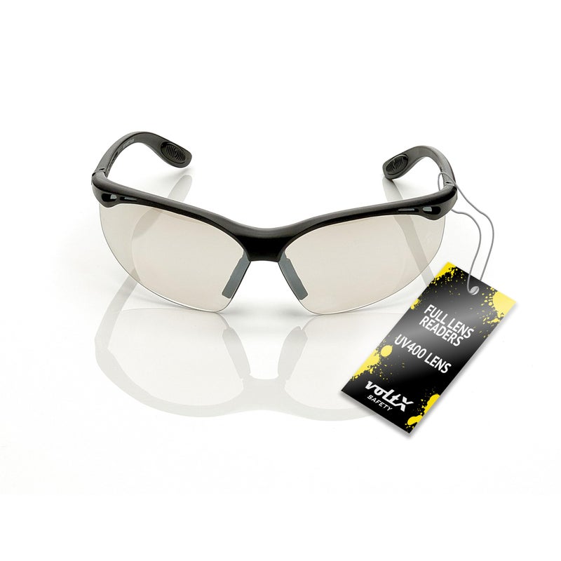 voltX 'Constructor' SAFETY READERS (MIRROR +2.0 Dioptre) Full Lens Reading Safety Glasses ANSI Z87.1+ & CE EN166F, Wraparound Style - Includes Safety Cord with headstop - UV400 anti fog coated lens - Image 3